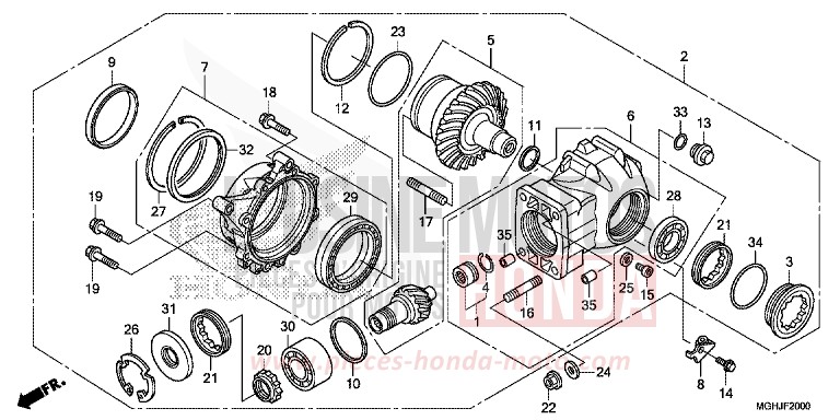 ENGRENAGE MENE DE SORTIE de VFR1200X "Crosstourer" Méca CANDY PROMINENCE RED (R342B) 2018